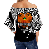 (Custom Personalised) Papua New Guinea Off Shoulder Waist Wrap Top Bird Of Paradise White Color LT6 - Polynesian Pride