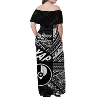FSM Yap Off Shoulder Long Dress Happy Independence Day Original Vibes - Black LT8 - Polynesian Pride