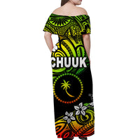 FSM Chuuk Off Shoulder Long Dress Unique Vibes - Reggae LT8 - Polynesian Pride