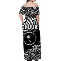 FSM Chuuk Off Shoulder Long Dress Unique Vibes - Black LT8 - Polynesian Pride