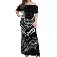 FSM Pohnpei Off Shoulder Long Dress Happy Independence Day Original Vibes - Black LT8 - Polynesian Pride