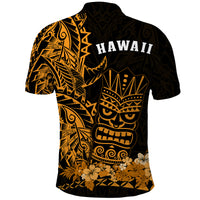 Hawaii Polynesian Polo Shirt Gold Tiki Masks Hawaiian LT13 - Polynesian Pride