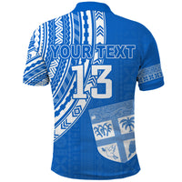 Custom Fiji Rugby Sevens Polo Shirt Fijian 7s Tapa Polynesian Version Blue Custom Text and Number LT13 - Polynesian Pride