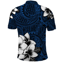 Hawaiian Plumeria Tribal Polynesian Polo Shirt Blue RLT14 - Polynesian Pride