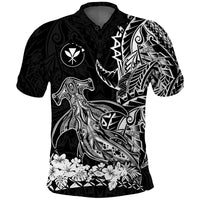 Hawaii Polynesian Polo Shirt Wild Hammerhead Sharks LT13 Unisex Black - Polynesian Pride