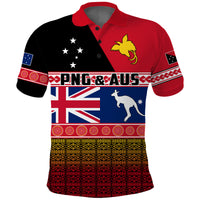 Papua New Guinea Australia Polo Shirt Polynesian PNG and AUS LT13 Unisex Black - Polynesian Pride
