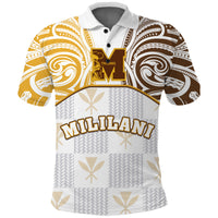 (KAOPUIKI KAIKAINA) Kanaka Mililani High School Polo Shirt Demodern LT13 Unisex White - Polynesian Pride