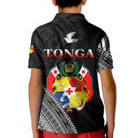 Tonga Polo Shirt KID Tongan Pattern Blithesome Version Black LT13 - Polynesian Pride
