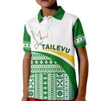 Tailevu Rugby Polo Shirt KID Fiji Rugby Tapa Pattern White LT13 Unisex White - Polynesian Pride