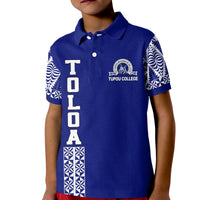 TOLOA Polo Shirt KID - Tupou College Tonga Pattern LT13 Unisex Blue - Polynesian Pride