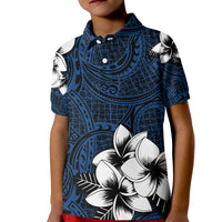Hawaiian Plumeria Tribal Polynesian Polo Shirt Blue RLT14 Kid Blue - Polynesian Pride