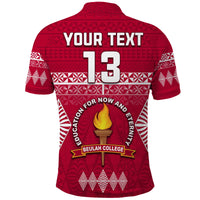 (Custom Text and Number) Beulah College Polo Shirt Ngatu Pattern Tonga LT13 - Polynesian Pride