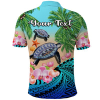 Custom Polynesian Turtle Coconut Tree and Orchids Polo Shirt LT14 - Polynesian Pride
