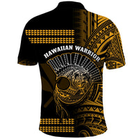 Hawaii Polo Shirt Kakau Warrior Helmet Gradient Gold Polynesian LT14 - Polynesian Pride