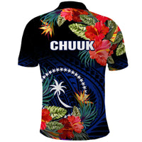 Chuuk State Polo Shirt FSM Hibiscus Flowers Mix Polynesian LT14 - Polynesian Pride