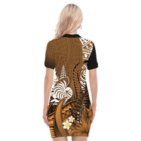(Custom Personalised) New Caledonia Polo Dress Nautilus Gold Polynesian Hibiscus LT13 - Polynesian Pride