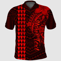 Custom Hawaii Polo Shirt Kakau Kanaka Maoli Combine Polynesian Shark Ver.06 LT14 Red - Polynesian Pride