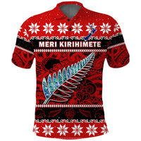 Custom New Zealand Christmas Polo Shirt Paua Shell Silver Fern Meri Kirihimete LT14 - Polynesian Pride