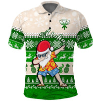 Custom Hawaii Mele Kalikimaka Polo Shirt Dabbing Santa Green Merry Christmas LT14 Green - Polynesian Pride