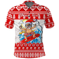 Custom Hawaii Christmas Polo Shirt Surfing Santa Mele Kalikimaka Polynesian LT14 - Polynesian Pride