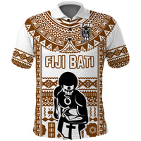 Custom Text and Number Fiji Rugby Polo Shirt Pacific The Bati Brown Fijian Tapa LT14 - Polynesian Pride