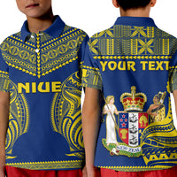 (Custom Personalised) Niue Polo Shirt KID Hiapo Mix Polynesian Happy Constitution Day LT14 Kid Blue - Polynesian Pride