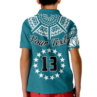 (Custom Text and Number) Cook Islands Tatau Polo Shirt Symbolize Passion Stars Version Blue LT13 - Polynesian Pride