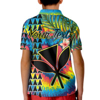 (Custom Personalised) Hawaii Rainbow Tie Dye Polo Shirt KID Flowers Polynesian Hawaiian Tribal LT13 - Polynesian Pride