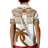Custom Text and Number Fiji Rugby Polo Shirt Pacific The Bati Brown Fijian Tapa LT14 - Polynesian Pride