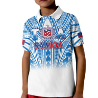 (Custom Text And Number) Samoa Rugby Polo Shirt KID Personalise Toa Samoa Polynesian Pacific White Version LT14 Kid White - Polynesian Pride