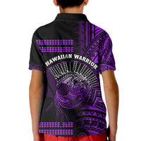 Hawaii Polo Shirt Kakau Warrior Helmet Gradient Purple Polynesian LT14 - Polynesian Pride