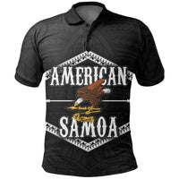 American Samoa All Over Polo Shirt American Samoa Eagle Black Unisex Black - Polynesian Pride