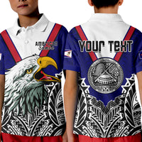 (Custom Personalised) American Samoa Polo Shirt KID Bald Eagle Mix Polynesian LT13 Unisex Blue - Polynesian Pride