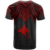 Papua New Guinea Custom T Shirt Polynesian Armor Style Red - Polynesian Pride