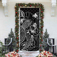 Papua New Guinea Door Cover Turtle Hibiscus Black - Polynesian Pride