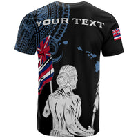 Personalized Hawaii Map Polynesian Warrior Ikaika Unisex T Shirt William Style Pastel Blue - Polynesian Pride