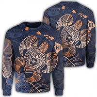 Personalized - Hawaii Polynesian Aloha Po Turtle Hibiscus Tropical Sweatshirt - Special Edition - AH Unisex Black - Polynesian Pride