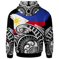 Philippines Zip up Hoodie Ethnic Style With Round Black White Pattern - Polynesian Pride