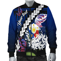 Philippines Custom Personalized Men's Bomber Jacket - Butterfly Sampaguita Flower - Polynesian Pride