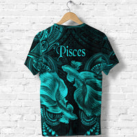 Pisces Zodiac Polynesian T Shirt Unique Style Turquoise LT8 - Polynesian Pride