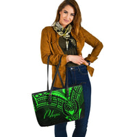 Pohnpei Leather Tote - Green Color Cross Style - Polynesian Pride