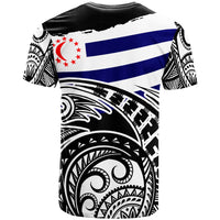 Pohnpei T Shirt Kitti Flag With Round Black White Pattern - Polynesian Pride