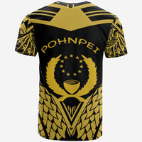 Pohnpei T Shirt Unique Eagle Feather Texture Black Yellow - Polynesian Pride