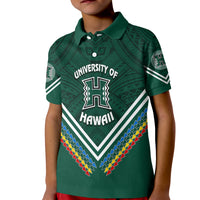 Personalised Hawaii Rainbow Warriors Polo Shirt KID Simple Style LT7 Kid Deep Green - Polynesian Pride