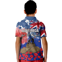 New Zealand ANZAC Day Polo Shirt Grunge Aotearoa Flag and Red Poppy LT9 - Polynesian Pride