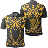 Hawaii Kanaka Polynesian Football Jersey Polo Shirt Grey and Yellow Bernice AH Unisex Grey - Polynesian Pride