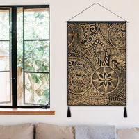 Polynesian Hawaiian Style Tribal Tattoo Gold Hanging Poster - AH Hanging Poster 50 x 75 cm Cotton And Linen - Polynesian Pride