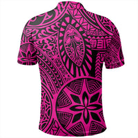 Unisex Polynesian Hawaiian Style Tribal Tattoo Pink Polo Shirt - Polynesian Pride