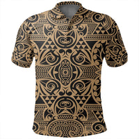 Unisex Polynesian Kakau Turtle Gold Polo Shirt - Polynesian Pride