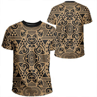 Polynesian Kakau Turtle Gold T Shirt Unisex Polyester - Polynesian Pride